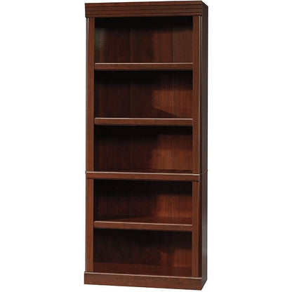 71-inch High 5-Shelf Wooden Bookcase in Cherry Finish-0