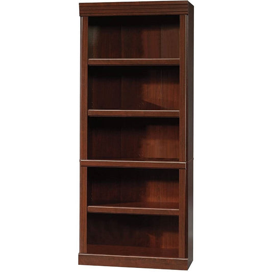 71-inch High 5-Shelf Wooden Bookcase in Cherry Finish-0