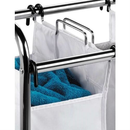 Heavy Duty Commercial Grade Laundry Sorter Hamper Cart in White Chrome-0