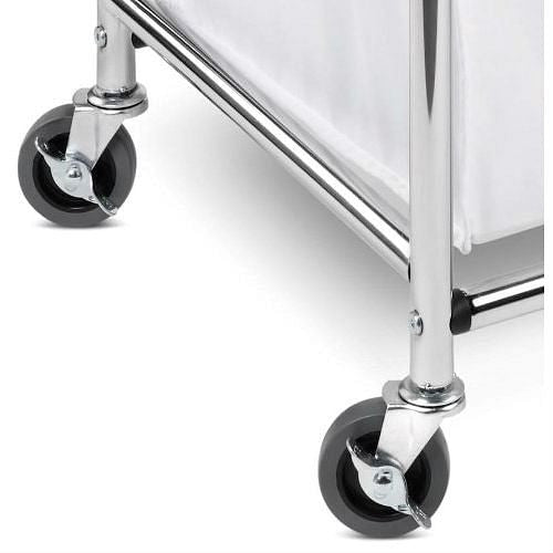 Heavy Duty Commercial Grade Laundry Sorter Hamper Cart in White Chrome-1
