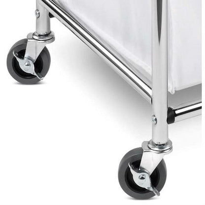Heavy Duty Commercial Grade Laundry Sorter Hamper Cart in White Chrome-1