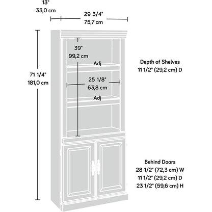 71-inch High 3-Shelf Wooden Bookcase with Storage Drawer in Cherry Finish-4