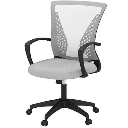 Gray Modern Mid-Back Ergonomic Mesh Office Desk Chair with Armrest on Wheels-2