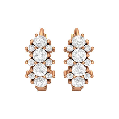 Double Row Moissanite Huggie Hoop Earring – 14k Yellow Gold-4