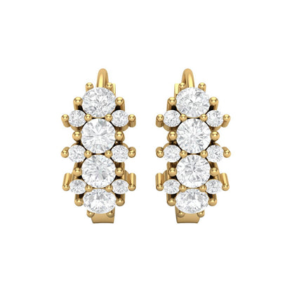 Double Row Moissanite Huggie Hoop Earring – 14k Yellow Gold-2