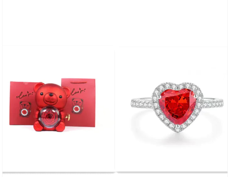 Eternal Rose Teddy Bear Gift Box with Necklace