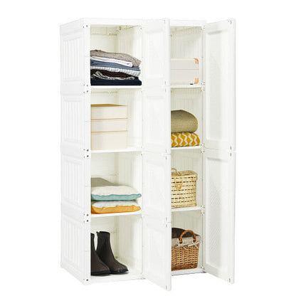 Foldable Armoire Wardrobe Closet with 8 Cubby Storage-0