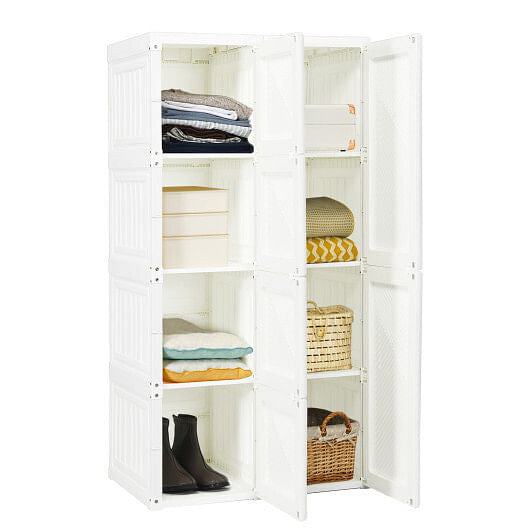 Foldable Armoire Wardrobe Closet with 8 Cubby Storage-0