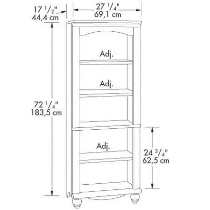 Elegant Display Shelf Bookcase with 5 Shelves in Antique White Wood Finish-0