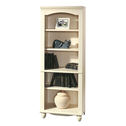 Elegant Display Shelf Bookcase with 5 Shelves in Antique White Wood Finish-1