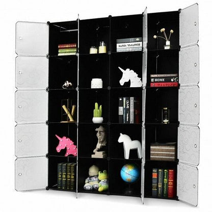 20-Cube DIY Plastic Cube Storage Organizer with Doors-1