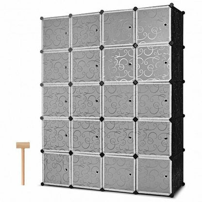 20-Cube DIY Plastic Cube Storage Organizer with Doors-0