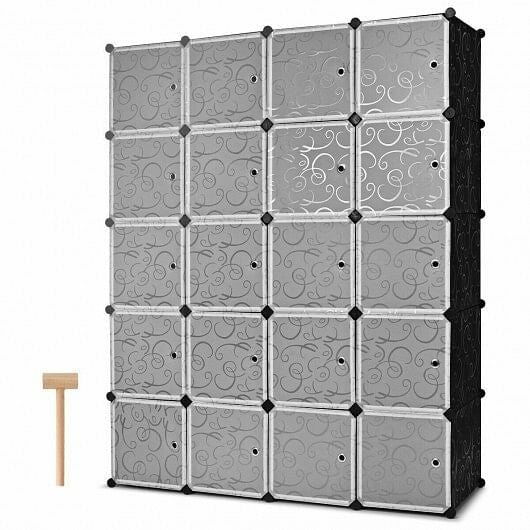 20-Cube DIY Plastic Cube Storage Organizer with Doors-0