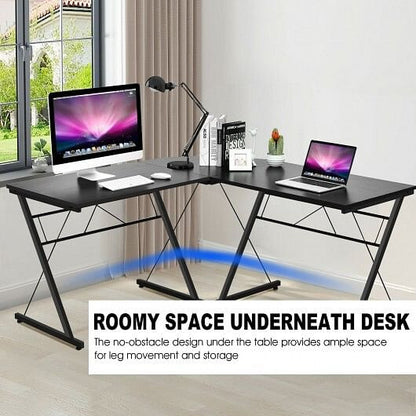 59 Inches L-Shaped Corner Desk Computer Table for Home Office Study Workstation-Black-4