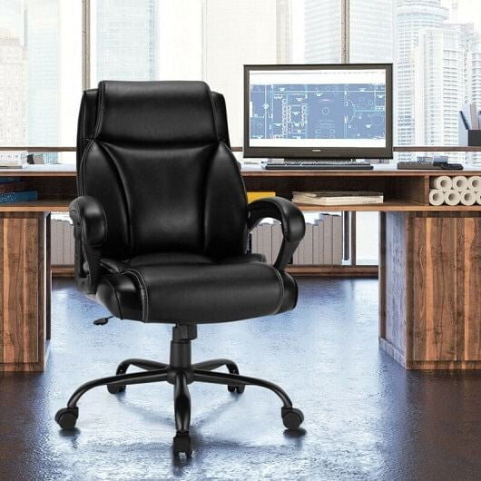 400 Pounds Big and Tall Adjustable High Back Leather Office Chair-1