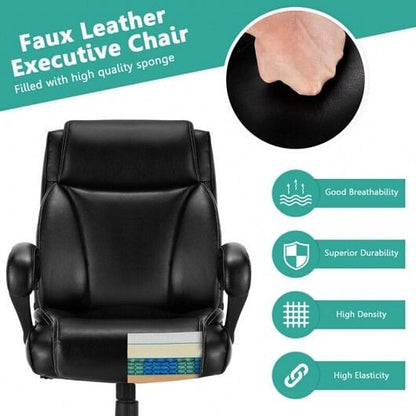 400 Pounds Big and Tall Adjustable High Back Leather Office Chair-2