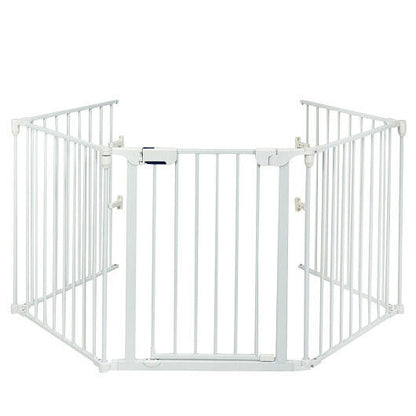 115 Inch Length 5 Panel Adjustable Wide Fireplace Fence-Black-1