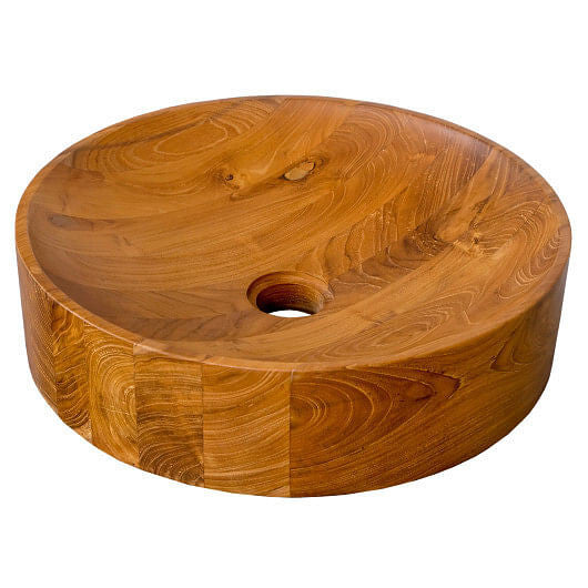 16 Inch Teak Wood Washbasin with Smooth Finish and Rounded Corners-0
