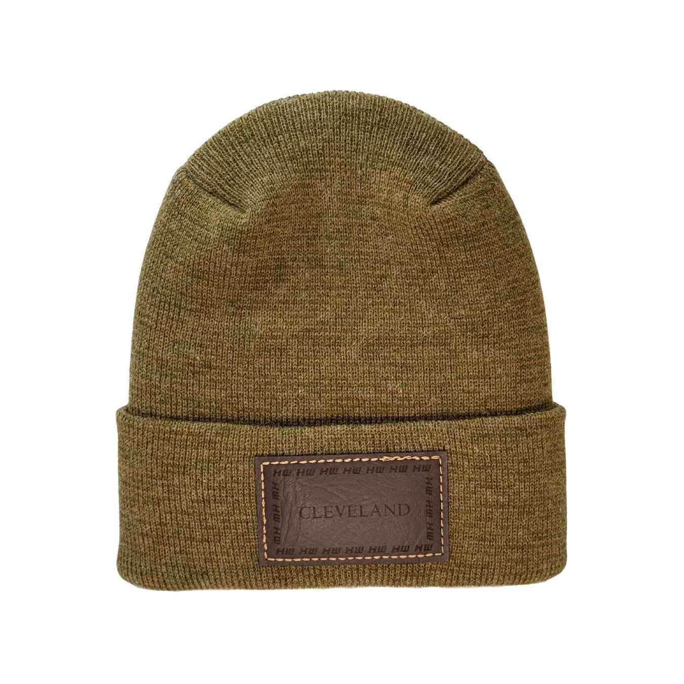 Haakwear Cleveland H Stitch Cuffed Beanie - Made in USA Hats (Limited Edition) - Brown / Green Fusion-2