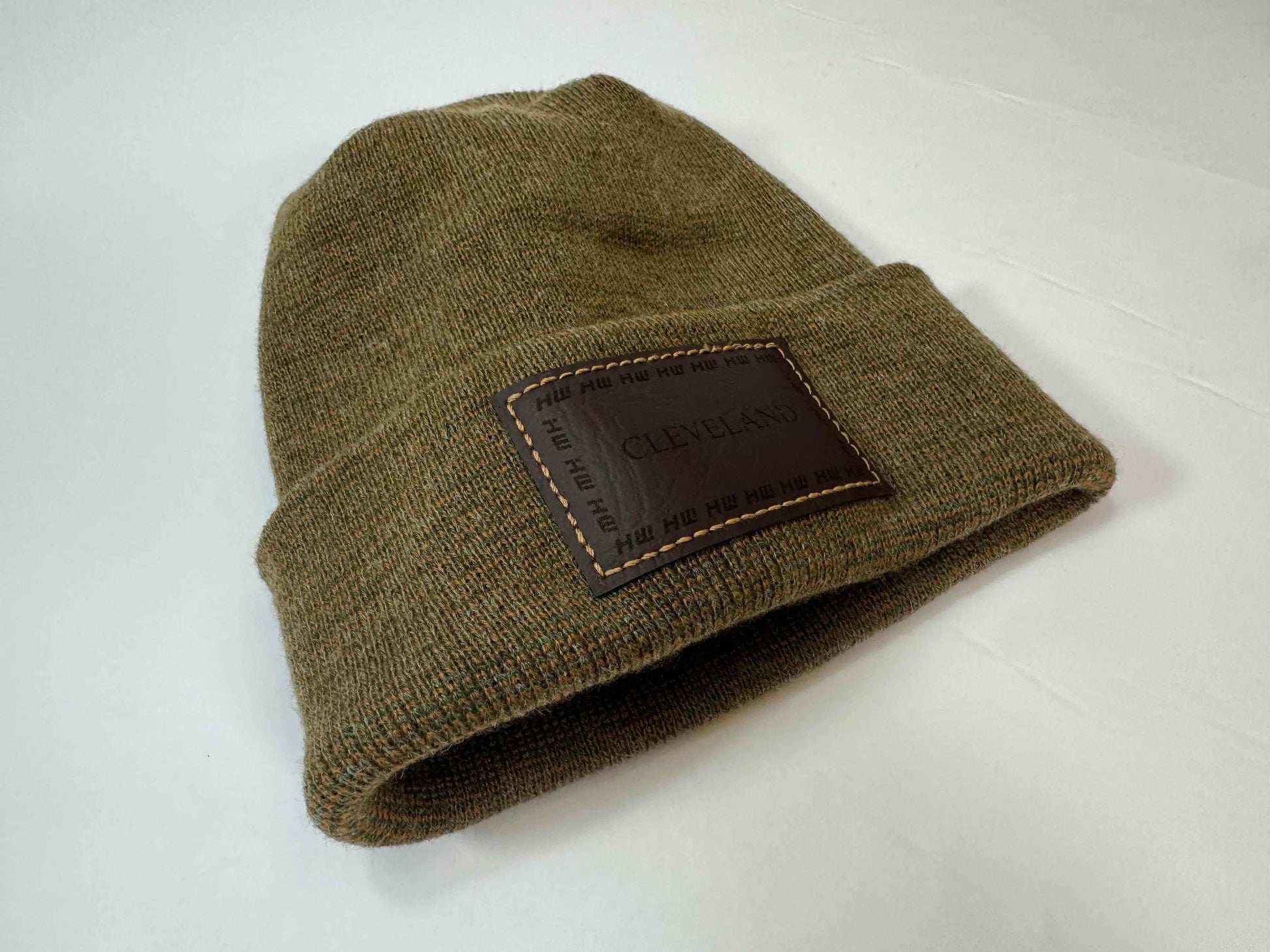Haakwear Cleveland H Stitch Cuffed Beanie - Made in USA Hats (Limited Edition) - Brown / Green Fusion-4