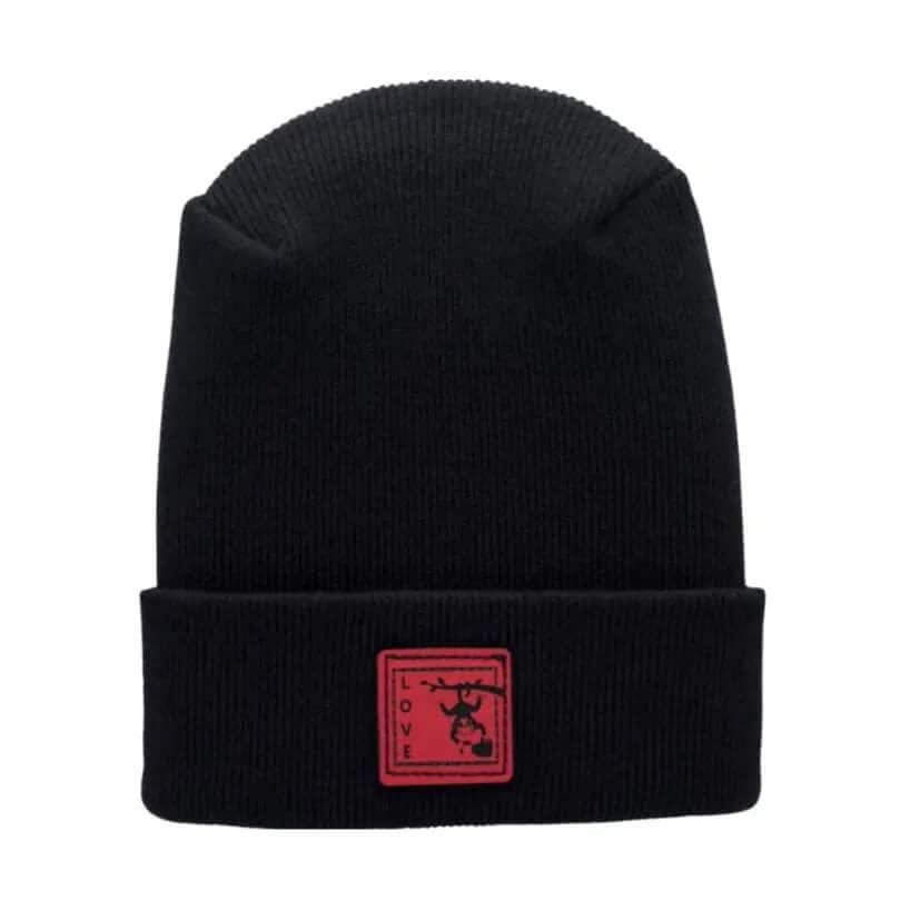 Haakwear Exclusive Love-Inspired H-Stitch Beanie – Limited Edition  Black Hat with Love Monkey-0
