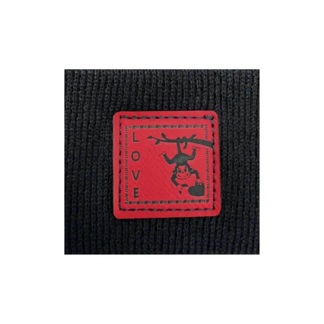 Haakwear Exclusive Love-Inspired H-Stitch Beanie – Limited Edition  Black Hat with Love Monkey-1