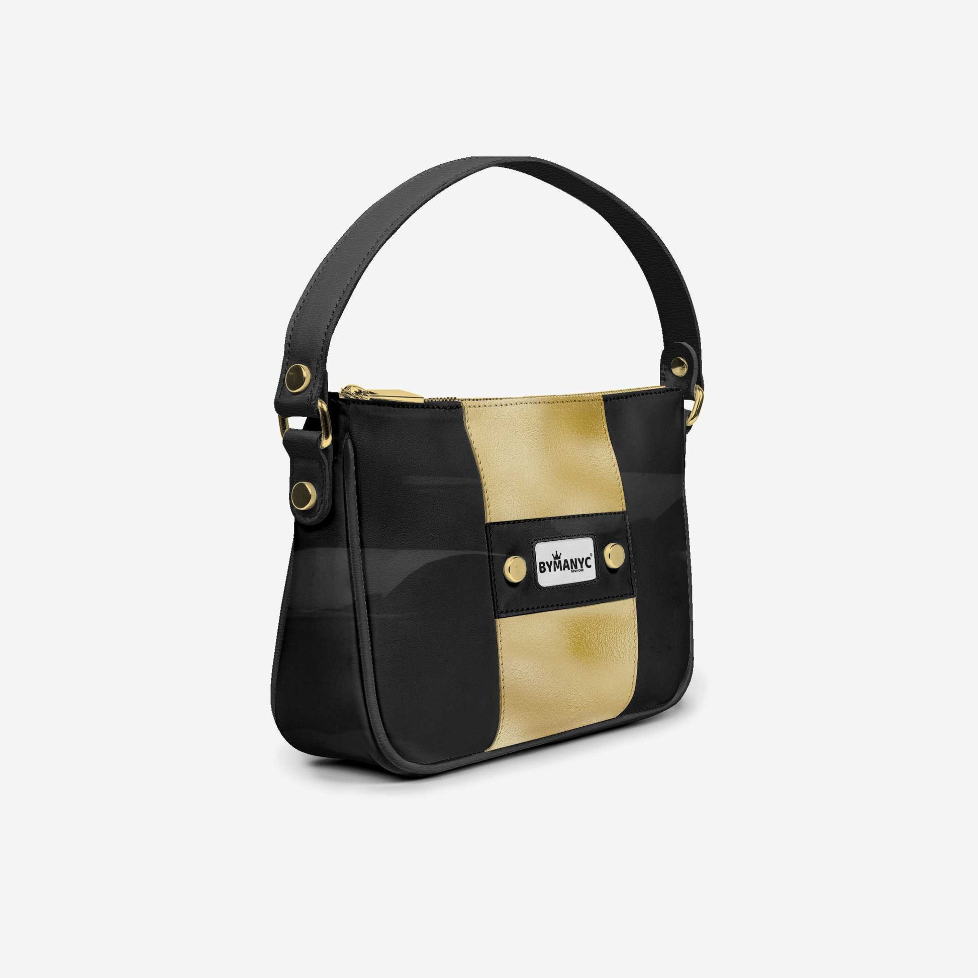 Handbag BYMANYC ® New York – Couture Vegan Vertical Band in Black & Gold Luxe-0