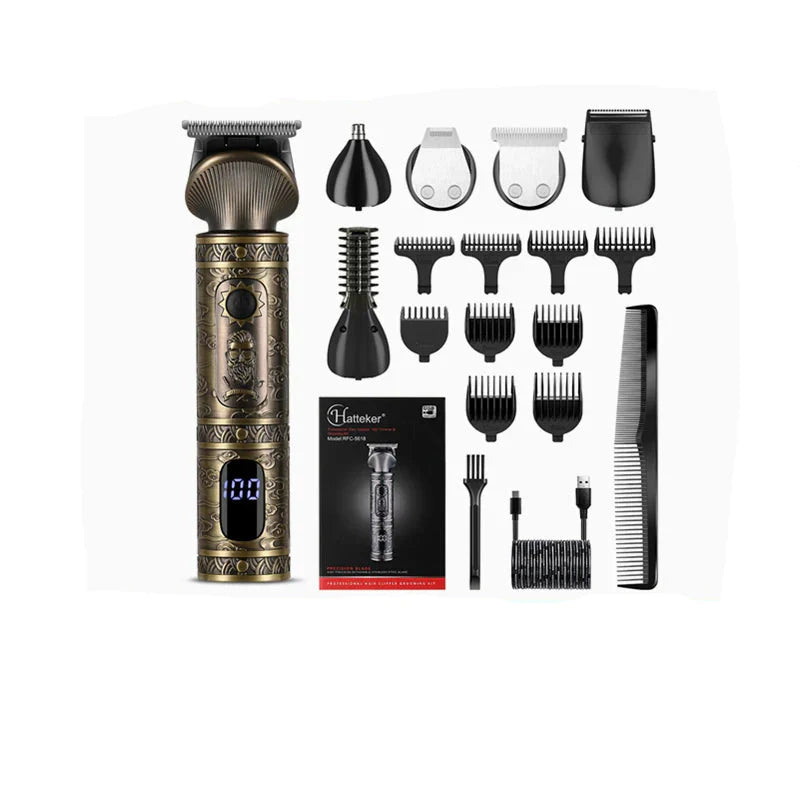 6 in 1 Hair Clipper And Trimmer Set USB Rechargeable for Men Bronze-0