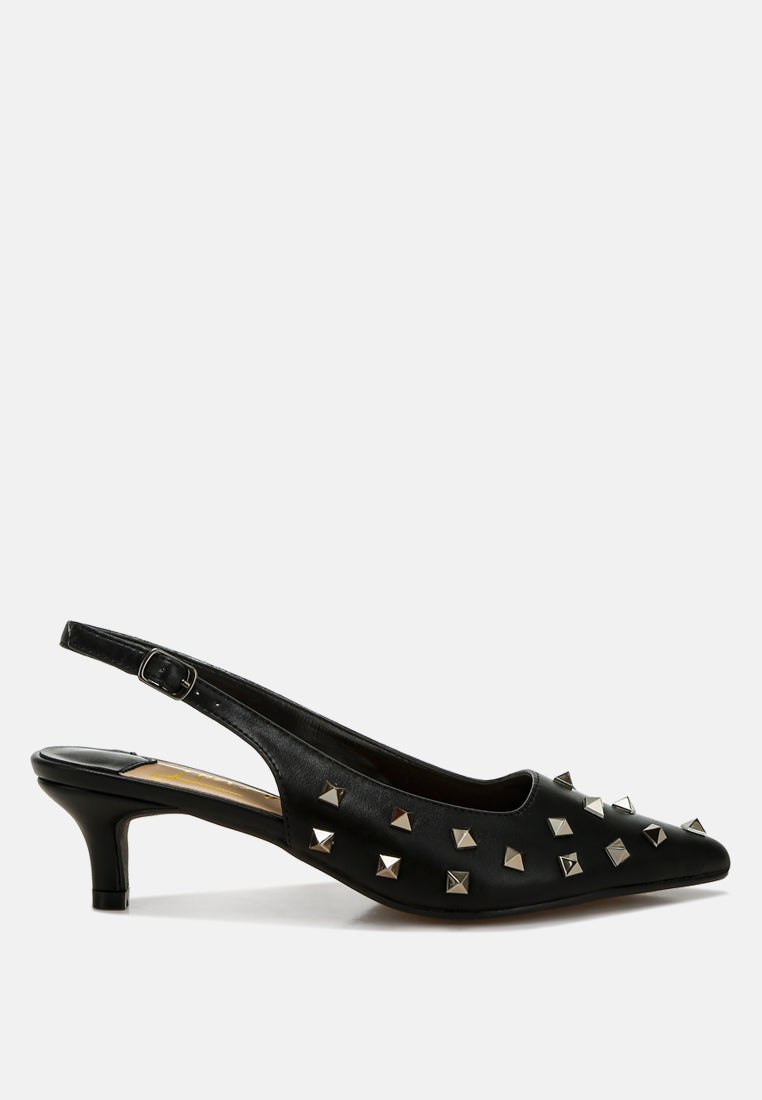 Hegron Stud Embellished Kitten Heels-2