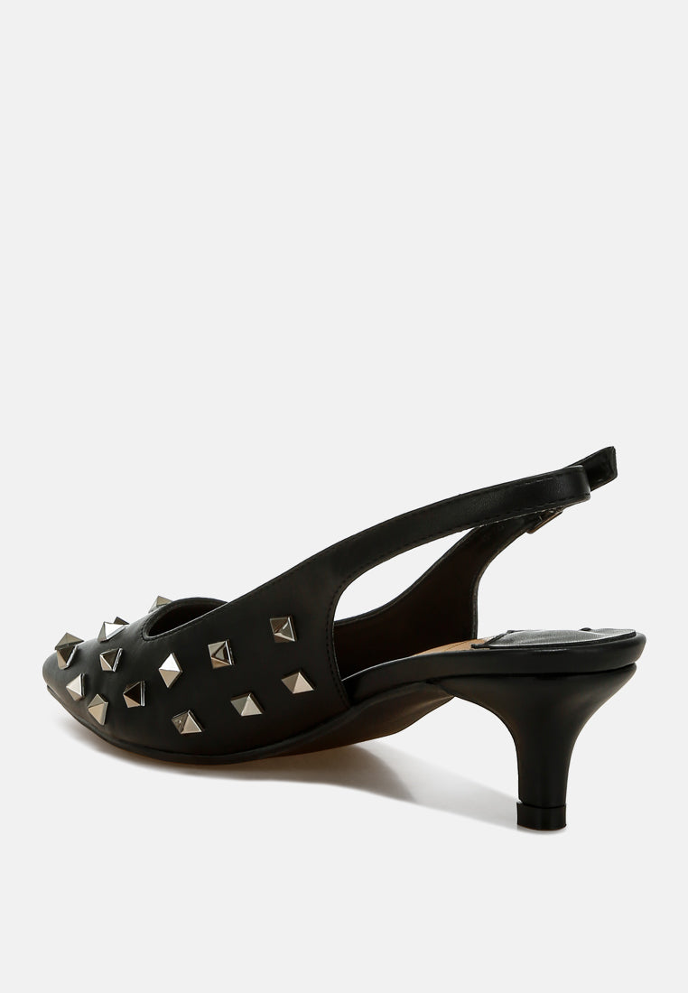 Hegron Stud Embellished Kitten Heels-4
