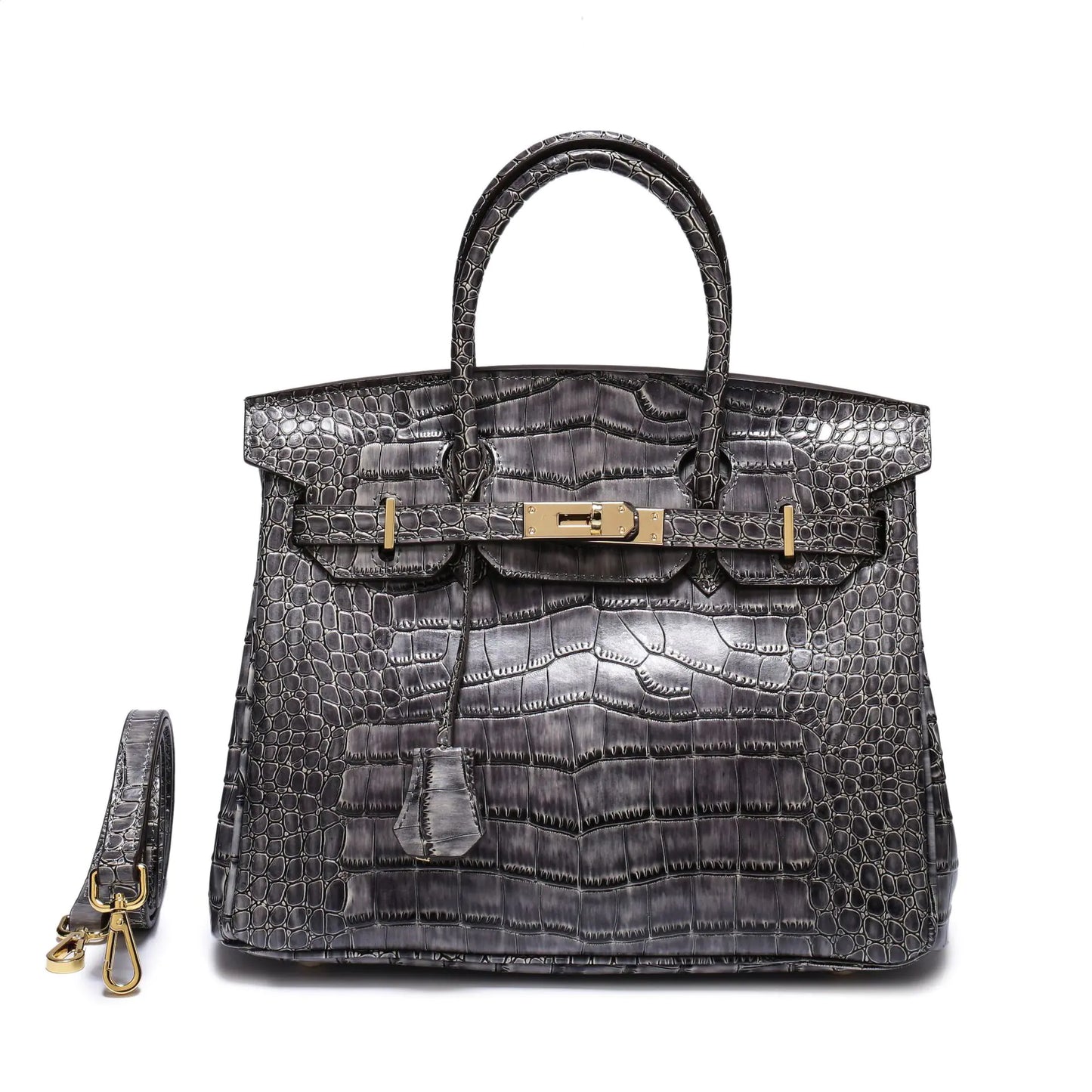Genuine Leather Crocodile Pattern Shoulder Tote Bag
