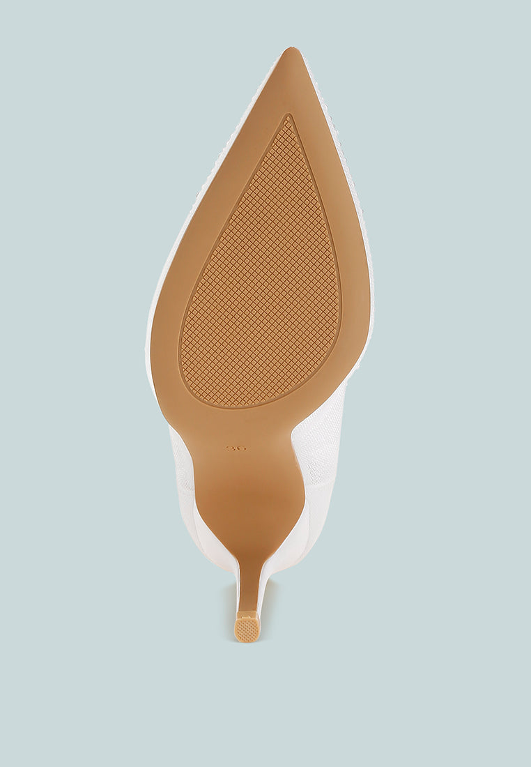 High Ball Mesh Rhinestone Stiletto Pumps-4