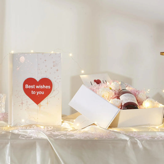 ELONG HOME White Gift Box 2 Pack Luxury 13"x 9"x 4" Large Gift Box with Magnetic Lid Surprise Magnetic Gift Box for Groomsmen Bridesmaid Proposal Wedding Storage Halloween Christmas