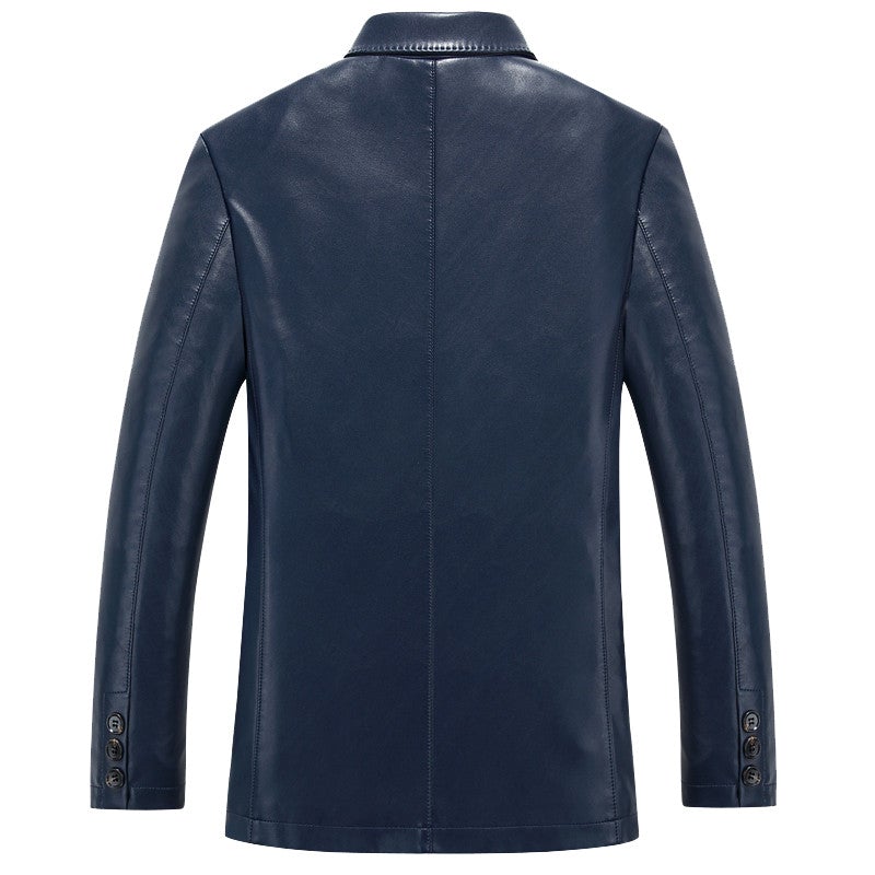 Balkan Mens 3 Button Leather Blazer-1