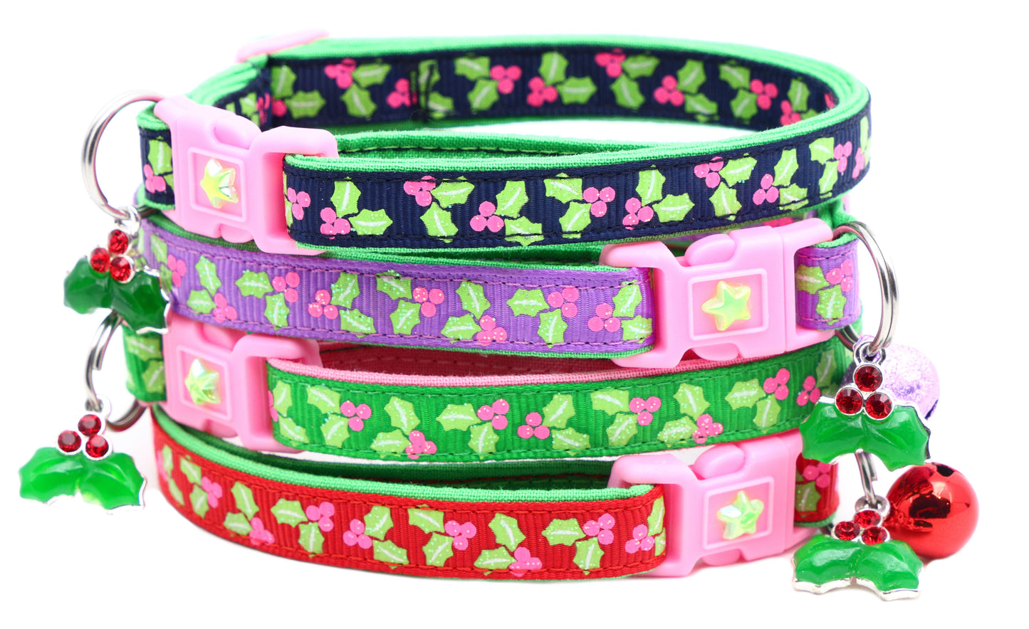 Holly Leaves Breakaway Cat Collar-0