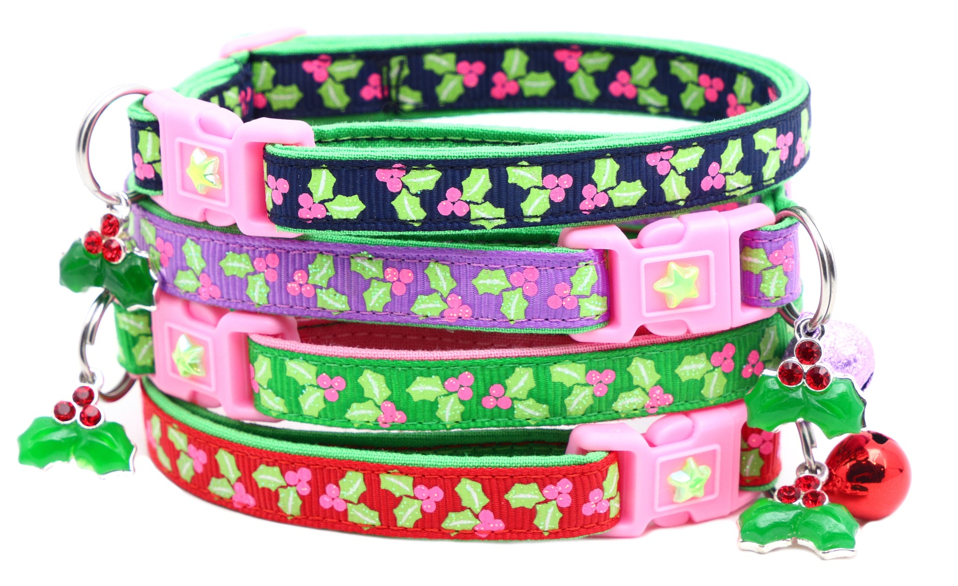 Holly Leaves Breakaway Cat Collar-0