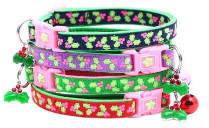 Holly Leaves Breakaway Cat Collar-0