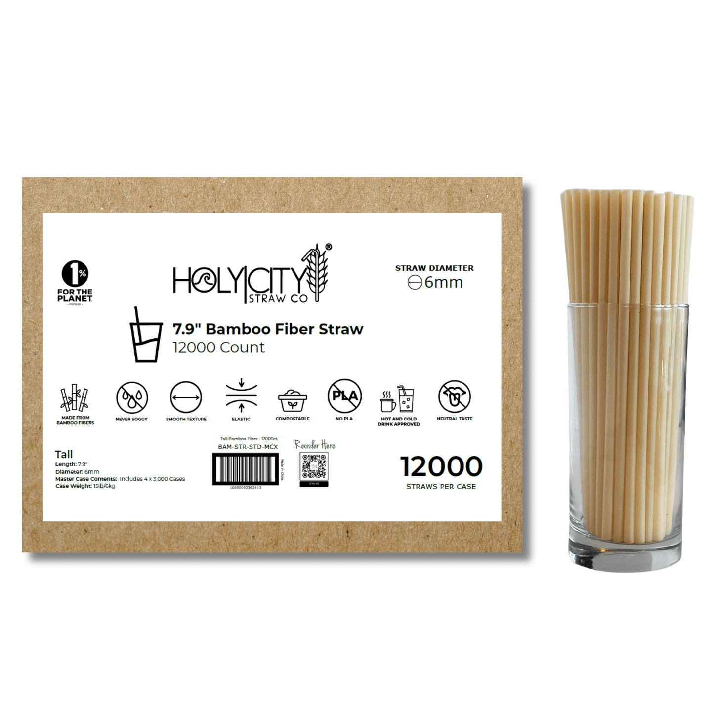 7.9" Bamboo Fiber Straws | 6mm-5
