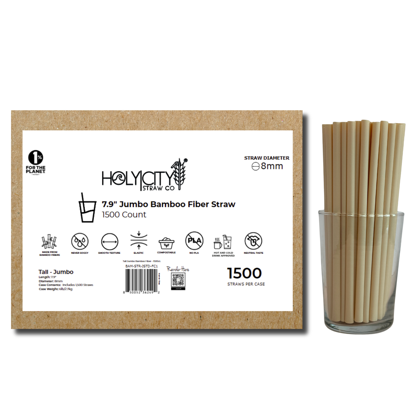 7.9" Bamboo Fiber Straws | 8mm-0