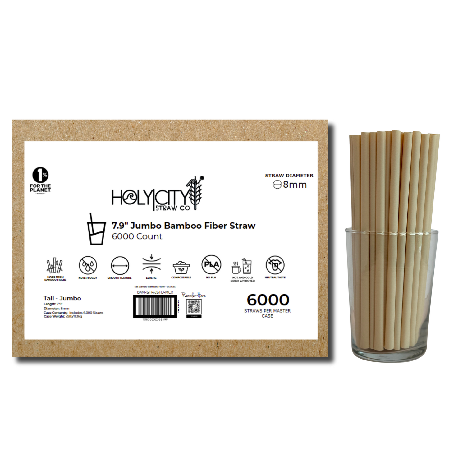 7.9" Bamboo Fiber Straws | 8mm-5