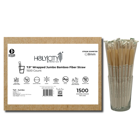 7.9" Wrapped Bamboo Fiber Straws | 8mm-0