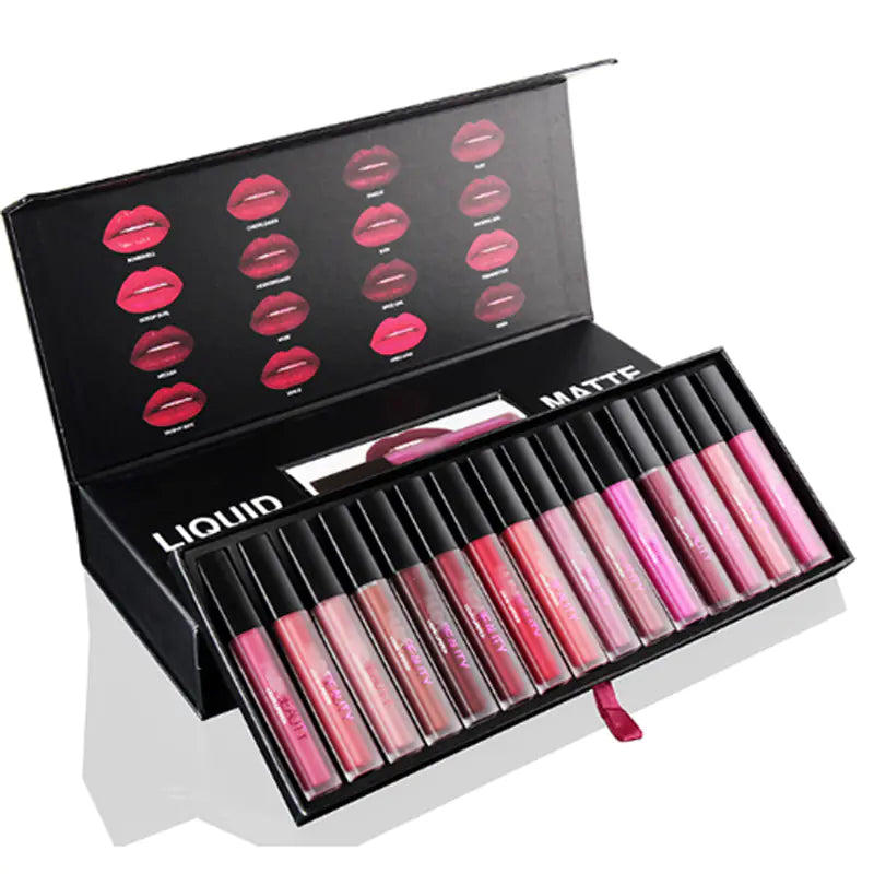 Waterproof Lipstick Gift Box with 16 Lip Glosses