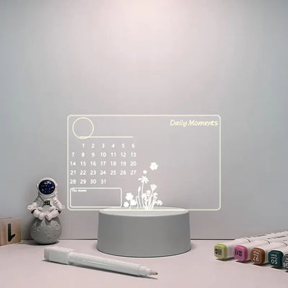 Acrylic Memo Board with Erasable Light for Home Use
