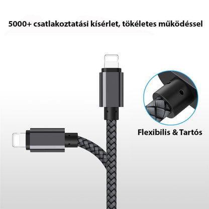 Extra strapabíró 1 méteres Lightning Iphone gyorstöltő és USB adatkábel-4