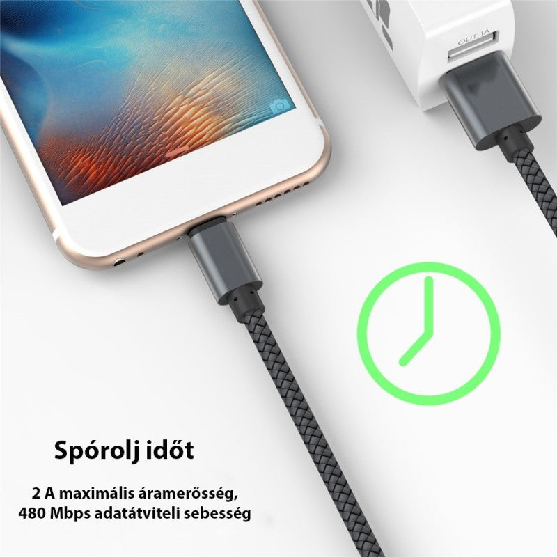 Extra strapabíró 1 méteres Lightning Iphone gyorstöltő és USB adatkábel-6