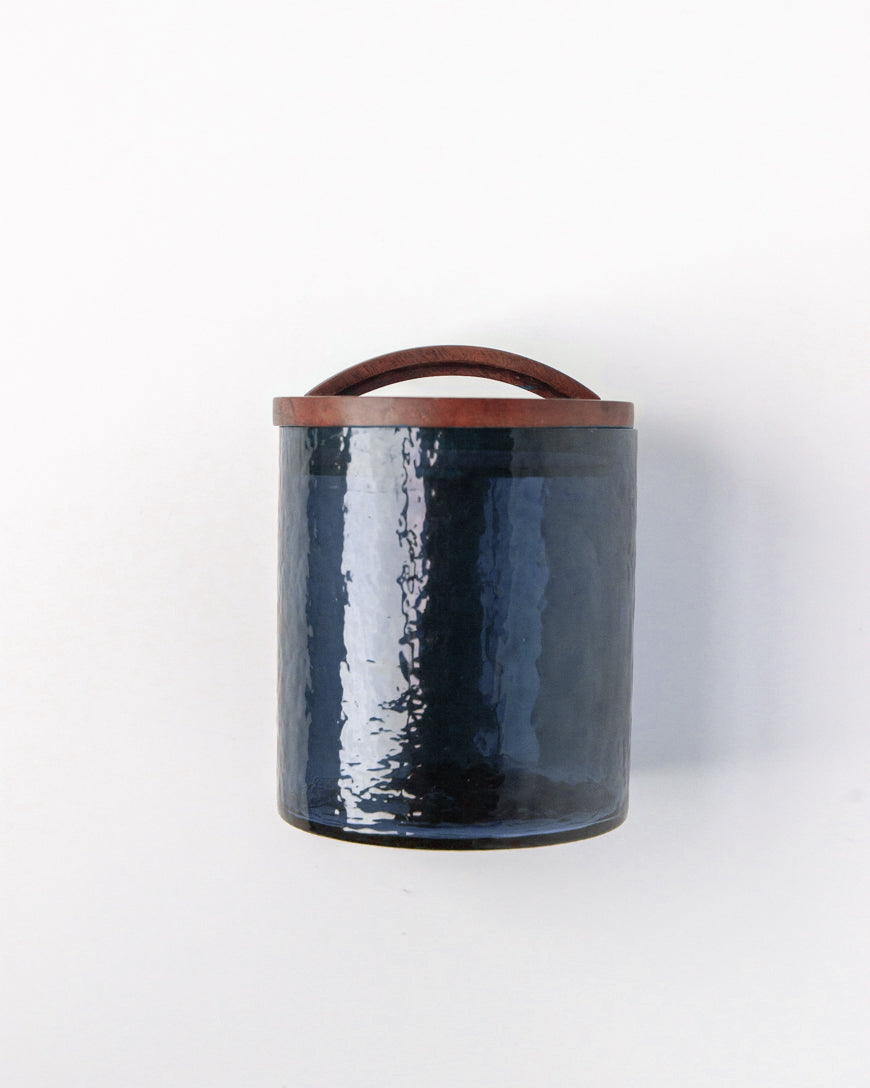 Hammered Glass Canisters with Wood Lid-12