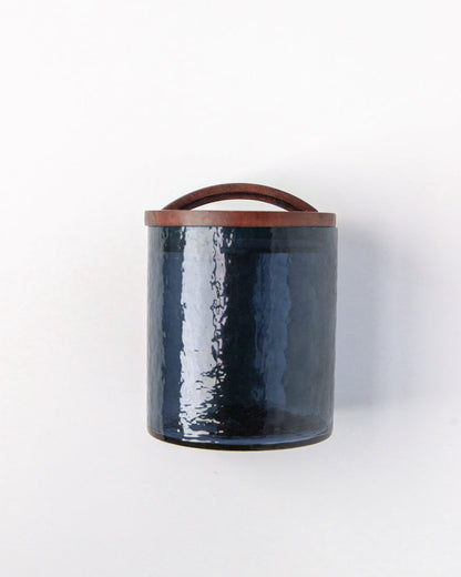 Hammered Glass Canisters with Wood Lid-12