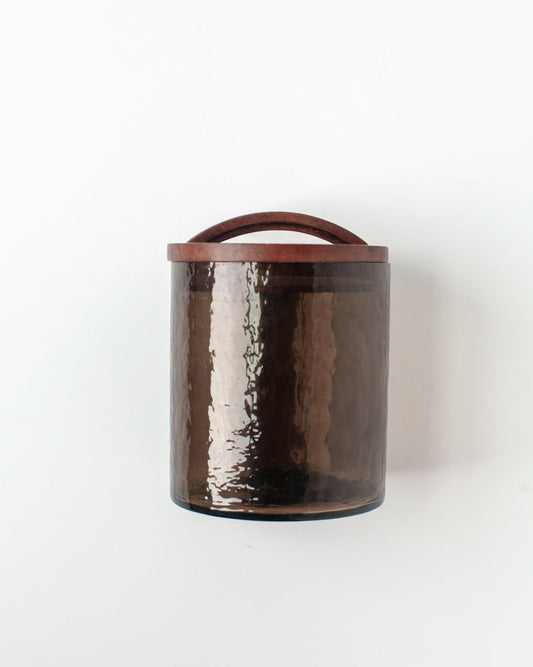 Hammered Glass Canisters with Wood Lid-10
