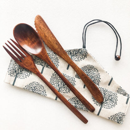Japanese Style Wooden Cutlery Set - Zero Waste Plastic Free Utensils Set - Sustainable Kitchen-5