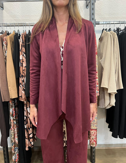 Conjunto antelina Chaqueta larga y pantalón recto-4